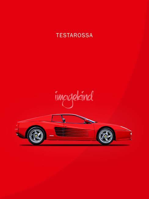 Affiche Ferrari Testarossa – Poster Art Mural Années 80, Minimaliste