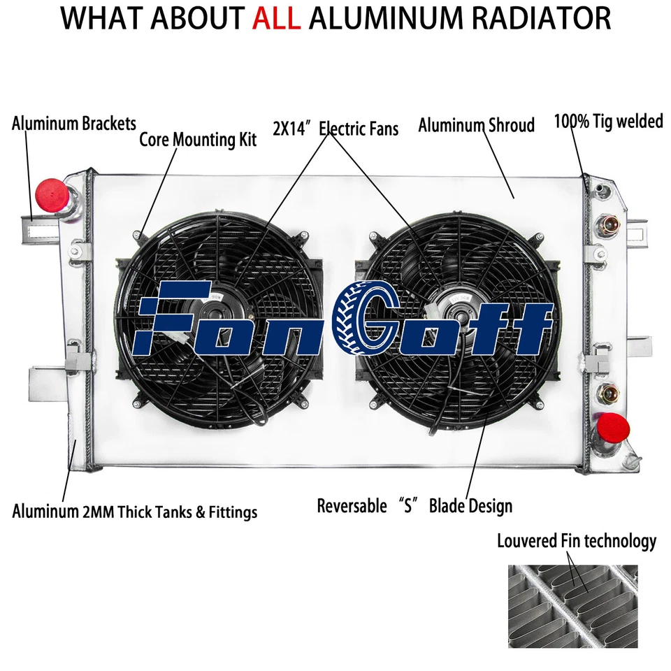 3 ROW Radiator+Shroud Fan Fits 2001-05 Chevy Silverado GMC Sierra 3500/2500 6.6L - Изображение 2 из 4