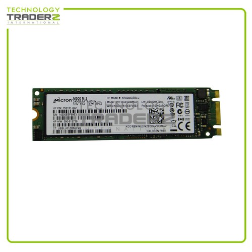 753151-002 HP 240GB SATA 2280 6G MLC Solid State Drive MTFDDAV240MAV Abgezogen