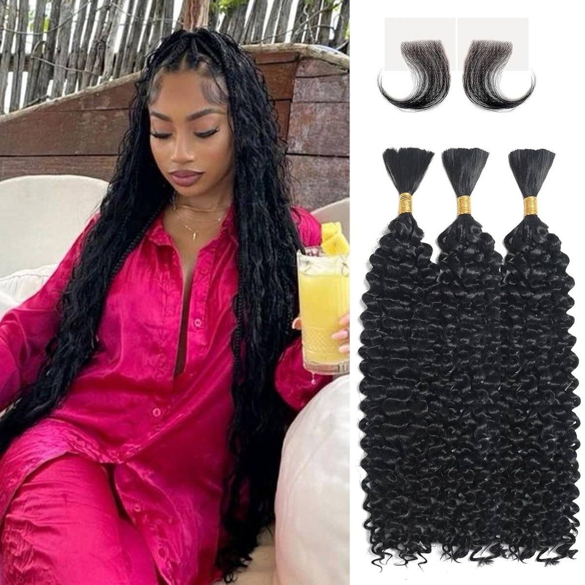 ODBE Human Braiding Hair Deep Wave Bulk Boho Braids Braiding 