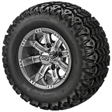 (4) Golf Cart 20x10-10 Sierra Sport A/T Tire on 10x7 Gunmetal Gray Tempest Wheel