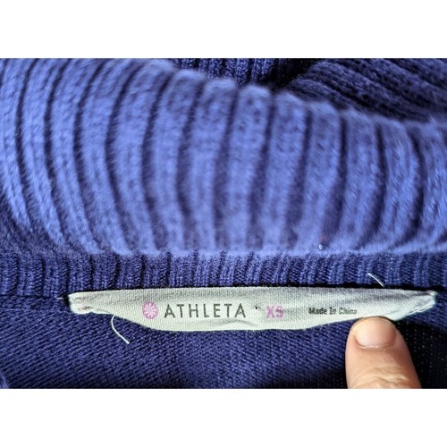 Athleta Zuni Cowl Neck Sweater Dress Size XS Navy Ribbed Pockets Short Sleeve - 第 4/6 張圖片