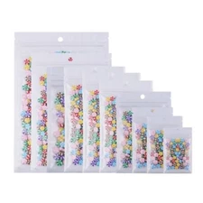 Many Different Sizes for 100 Flat Clear/White Zipper Seal Bags w/ Hang Hole