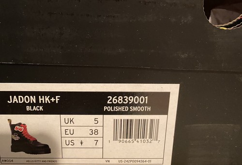 DR MARTENS X HELLO KITTY AND FRIENDS Jadon Black Platform Boot US Sz 7 UK 5 NIB - 第 11/11 張圖片