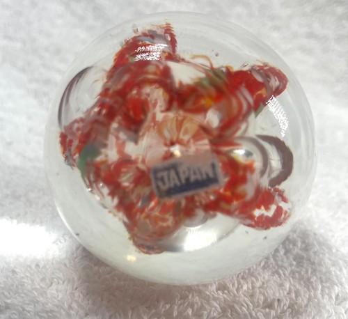 Glass Paperweight w/red and white interior coral shapes & clear bubbles - Picture 3 of 3