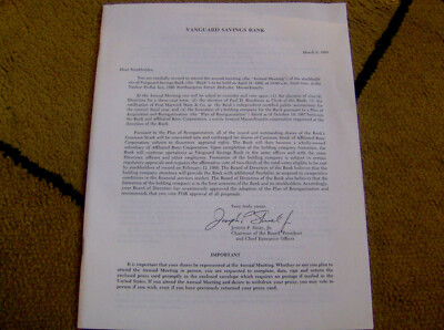 RARE vintage 1988 VANGUARD SAVINGS BANK prospectus Annual Report banking finance