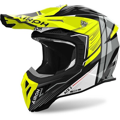 HELMET HELMET CROSS ENDURO AIROH AVIATOR ACE 2 ENGINE YELLOW FLUO GLOSS SIZE L