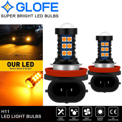 Amber Yellow LED H11 30SMD-3030 Fog Light Bulb Glare For Honda Civic 2006-2019