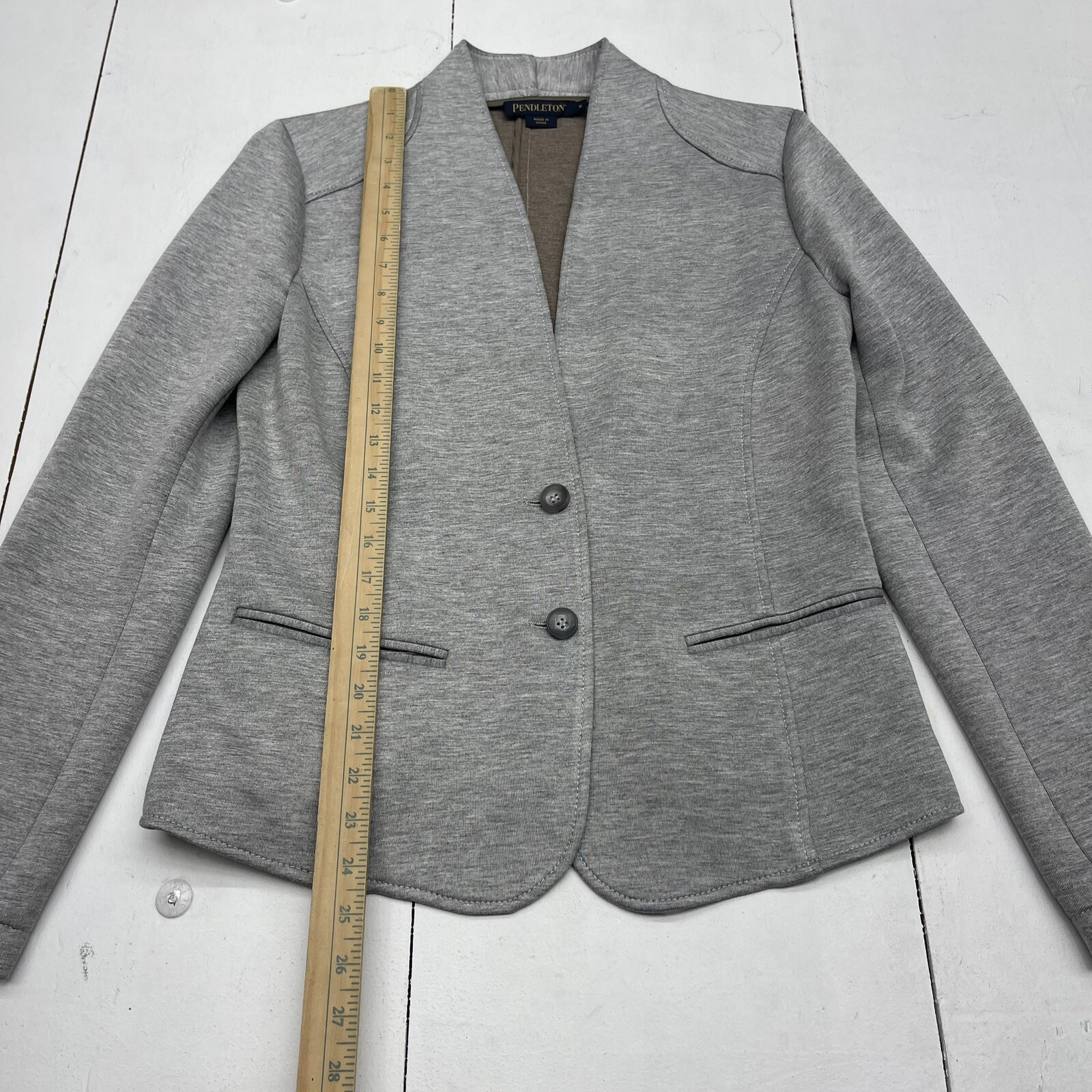 Pendleton Heather Grey Two Button Blazer Women’s … - image 4