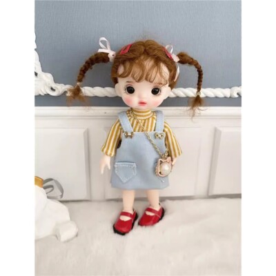 Cute 1/8 BJD Doll Mini Lovely Girl Dolls Full Set Makeup Wig Eyes Birthday Gift
