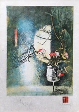 Lebadang (aka Hoi), Wine Glass with Flowers, Lithograph on Handmade paper, signe