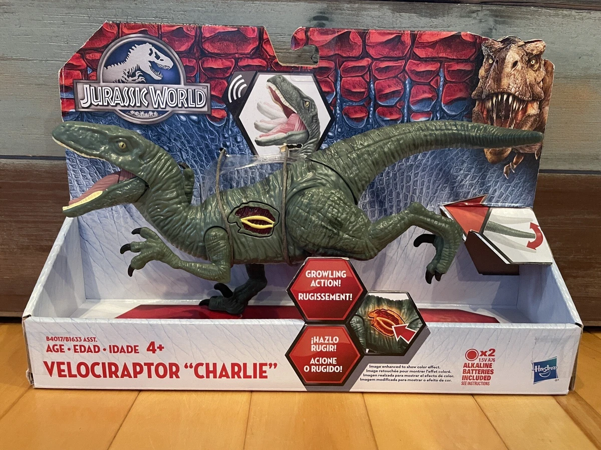 New Hasbro Jurassic World Electronic Growling Action Velociraptor Charlie Figure