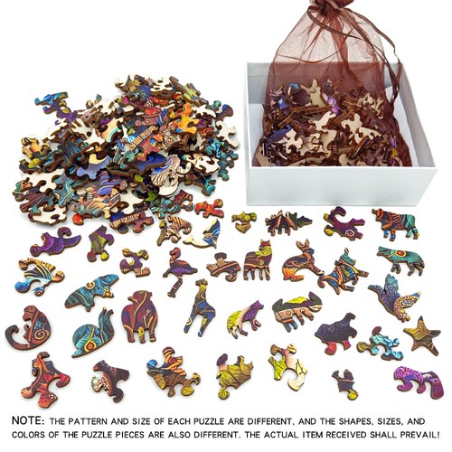 Jigsaw Disc Wooden Colorful Alien Shape Animal Jigsaw Puzzle Adult Stress Relief - Picture 6 of 12
