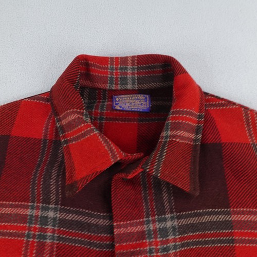 Vintage Pendleton Jacket Mens Large Red Plaid Wool Mackinaw Cruiser Coat 70s ^ - Picture 2 of 10