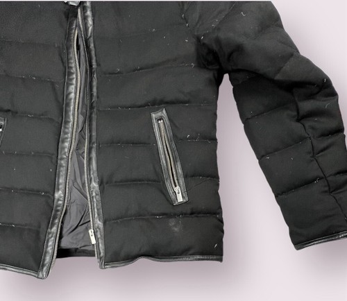 THE KOOPLES Black Men’s Quilt Down Jacket Puffer Style Ribbed Bomber Size L - Picture 5 of 11