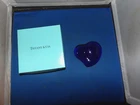 TIFFANY & CO Cobalt Blue CRYSTAL GLASS HEART Paperweight ELSA PERETTI VTG 1990s