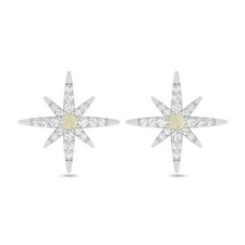 Opal Round Star Stud Earrings -925 Sterling Silver for October 1023