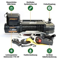 Verricello Elettrico Rapido Canguro Winch K9000XP Corda Plastica 12V 4x4