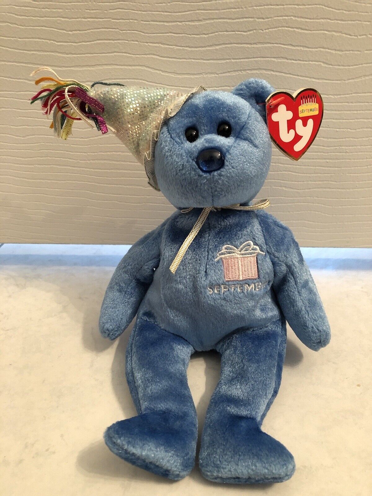September Birthday Bear Ty Beanie Baby 2nd Series With Party Hat MWMT Retired for sale online