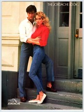 1984 YOUNG WOMAN COUPLE JORDACHE JEANS Vintage 8"X11" Magazine Ad 1980's BAS12