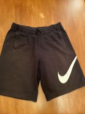 Men s NIKE Sweatpants Sweat Cotton Workout Lounge Shorts Black Pockets M Med