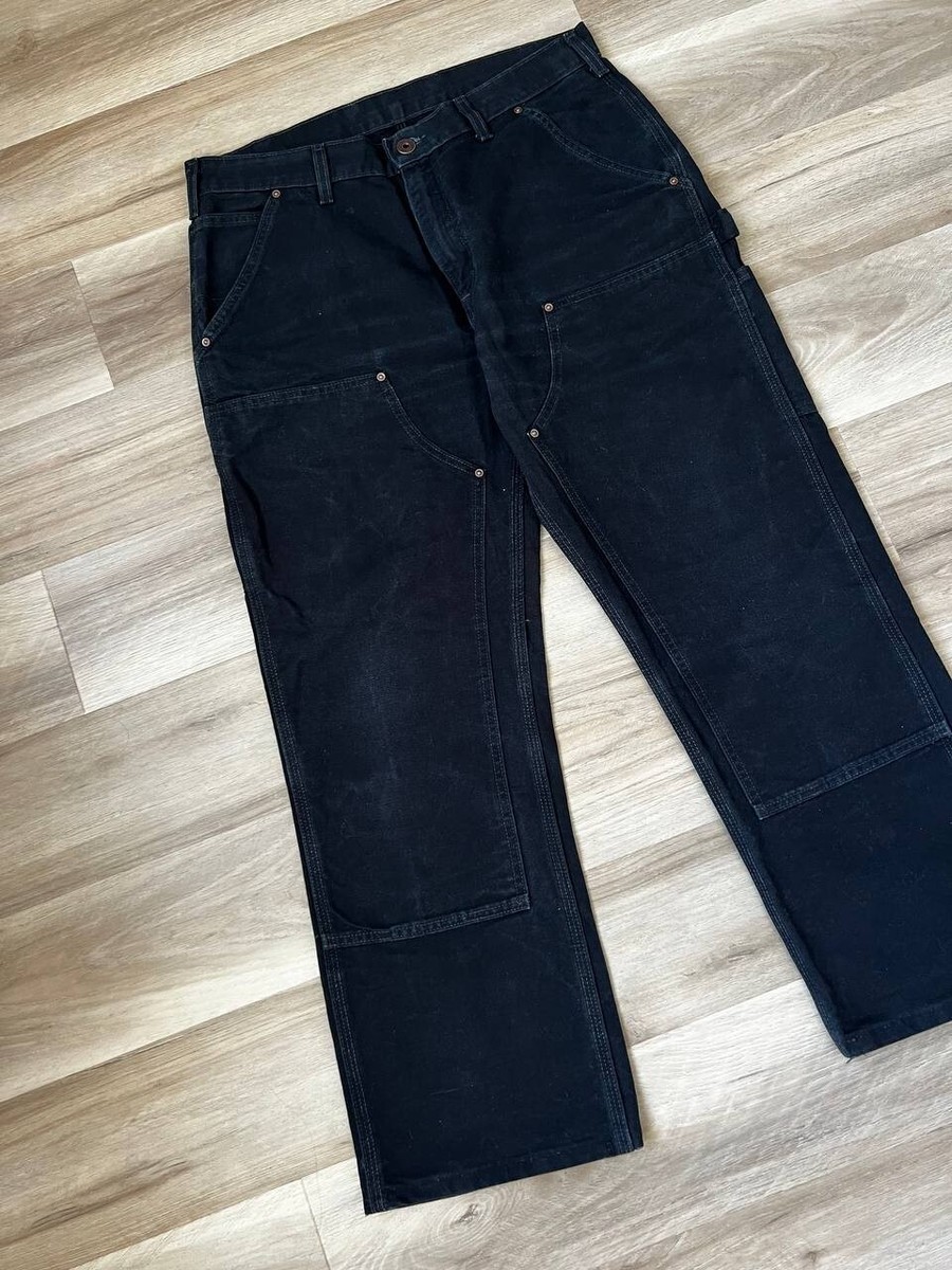 Vintage Carhartt Faded Black Double Knee Pants Size 34x32 Made