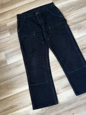 Vintage Carhartt Faded Black Double Knee Pants Size 34x32 Made