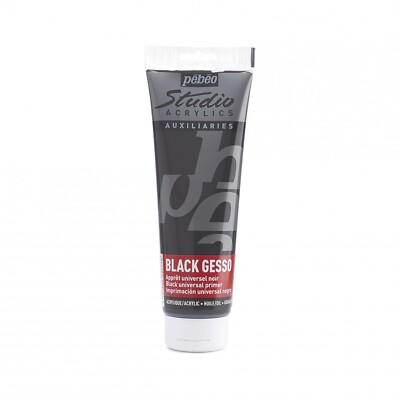 Pebeo Studio acrylic Gesso Primer Künstler Acrylfarbe, Schwarz, 250ml