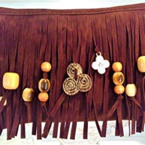 CROSSBODY BROWN Fringed Purse BOHEMIAN Luxury Gold Chain Charms Elise Gypsy Boho - Picture 5 of 14