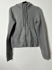 Lululemon Women Gray Full Zip Jacket Thumbholes