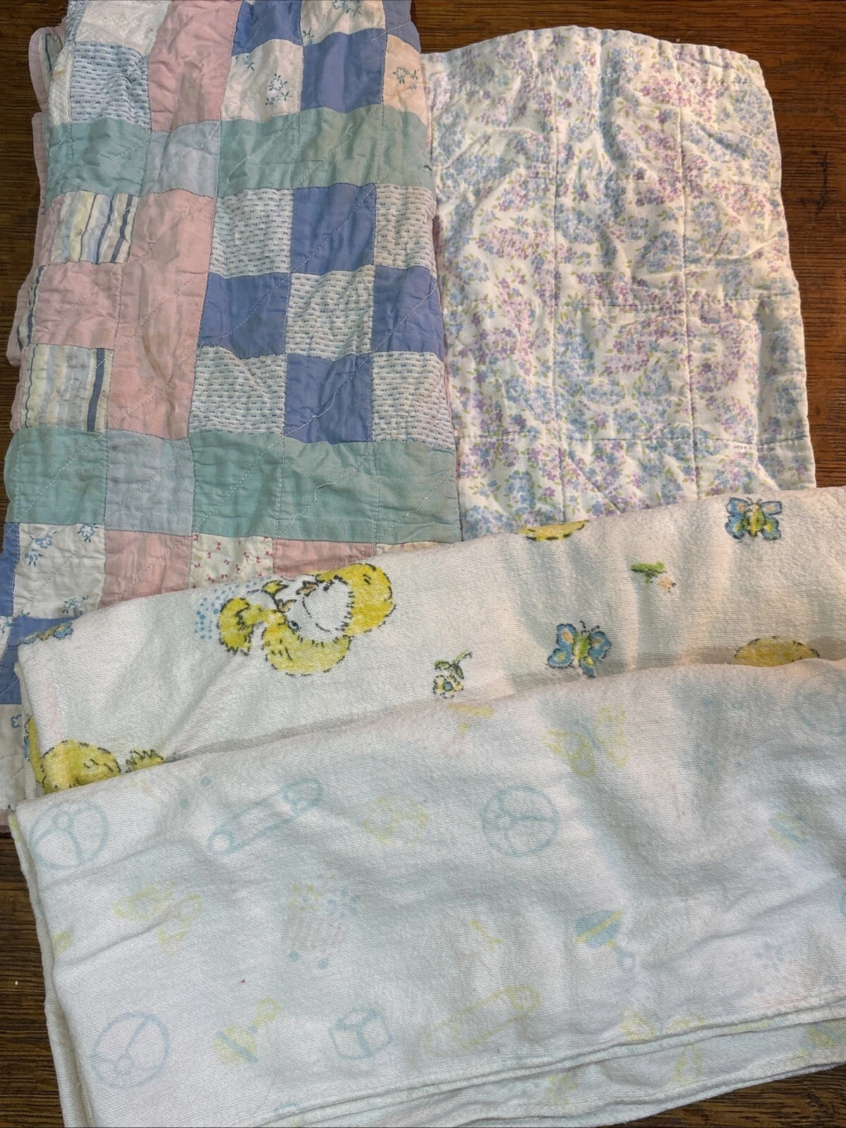 Vintage 4 Baby Burp Cloths - Use To Repurpose Or Fix!