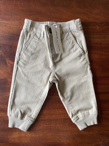 NWT Janie & Jack Twill Pant khaki joggers, 3-6 months