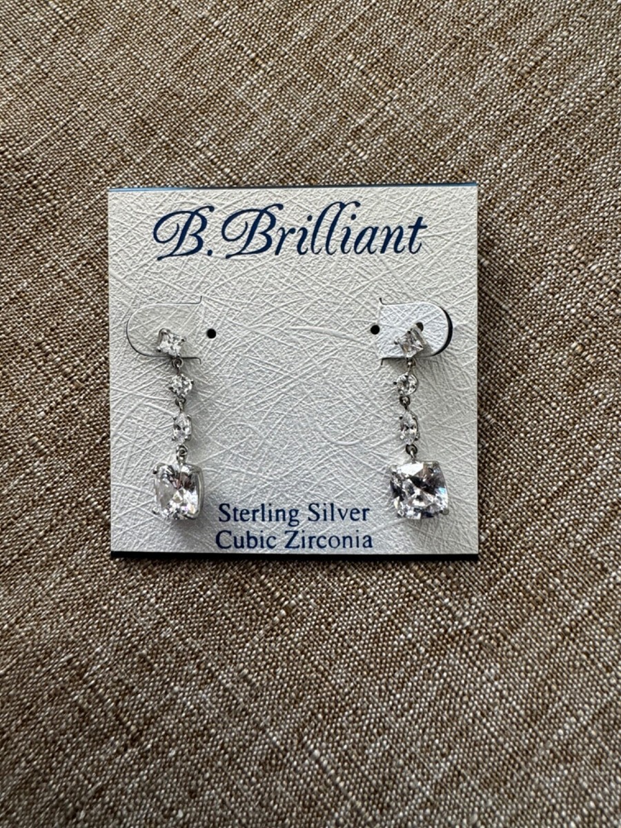BRILLIANT STERLING SILVER EARRINGS S SILVER BRILLIANT STERLING SILVER EARRINGS S SILVER