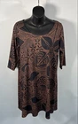 Manuheali'i Women's Hawaiian Dress Black Brown Floral Botanical Print Sz M