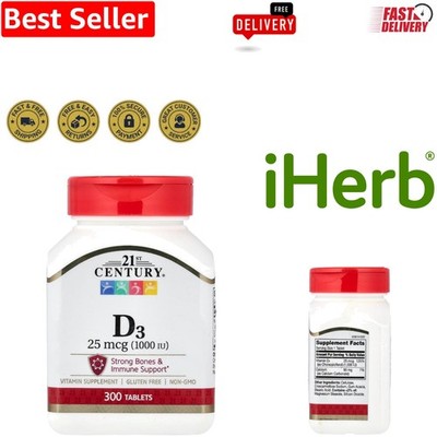 300 Count Vanilla Flavor Vitamin D3 1000 IU Tablets - Easy Bone Health Solution