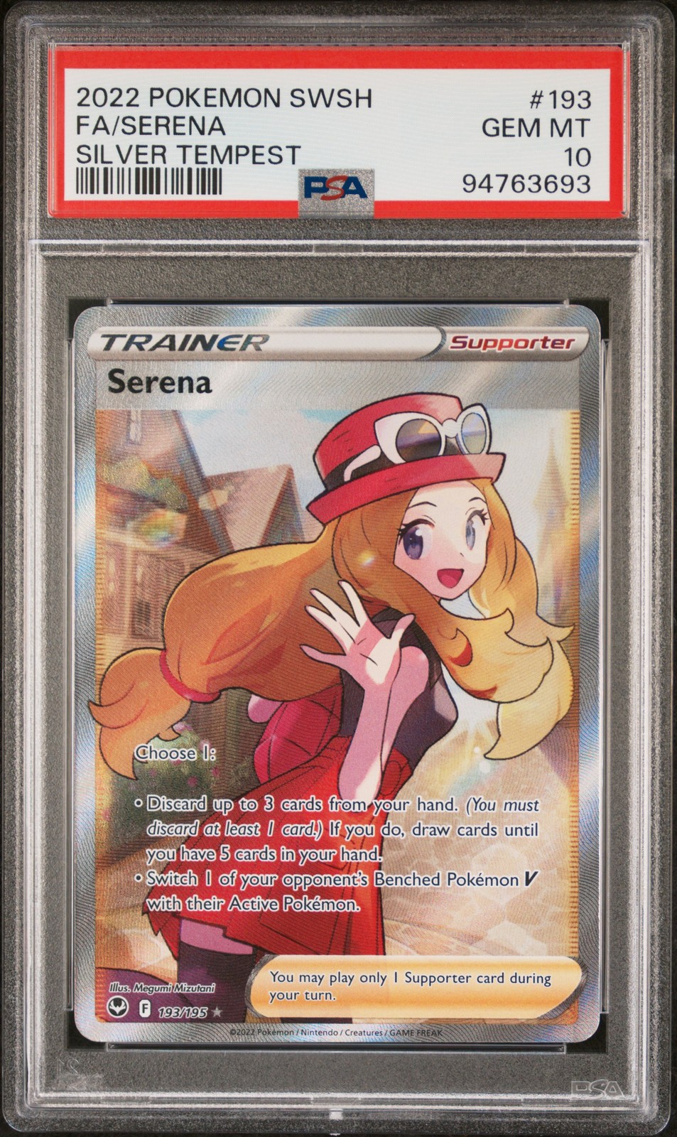 2022 POKEMON SWORD & SHIELD SILVER TEMPEST #193 FULL ART/SERENA PSA 10