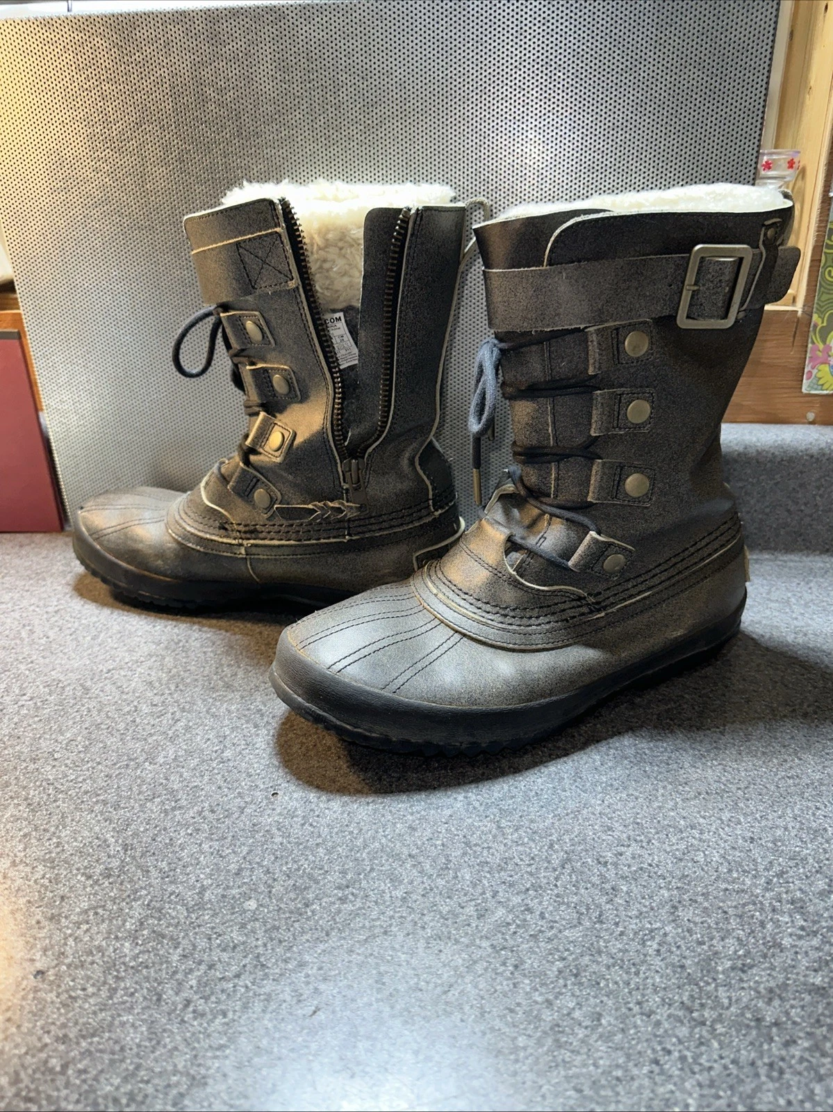 Sorel Boots Grey Nm1719 010 Size 10 US 44 EUR 28CM 9.5 UK Side Zipper