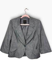 The Limited Collection Gray Peplum Blazer Women s M One Button 3/4 Sleeve