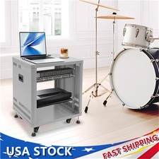 Network Stereo Rack Rolling Server Rack Open Cabinet with Caster Wheels Grey
