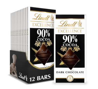 Lindt EXCELLENCE 90% Cocoa Dark Chocolate Candy Bars 3.5 oz 12 Pack Bulk