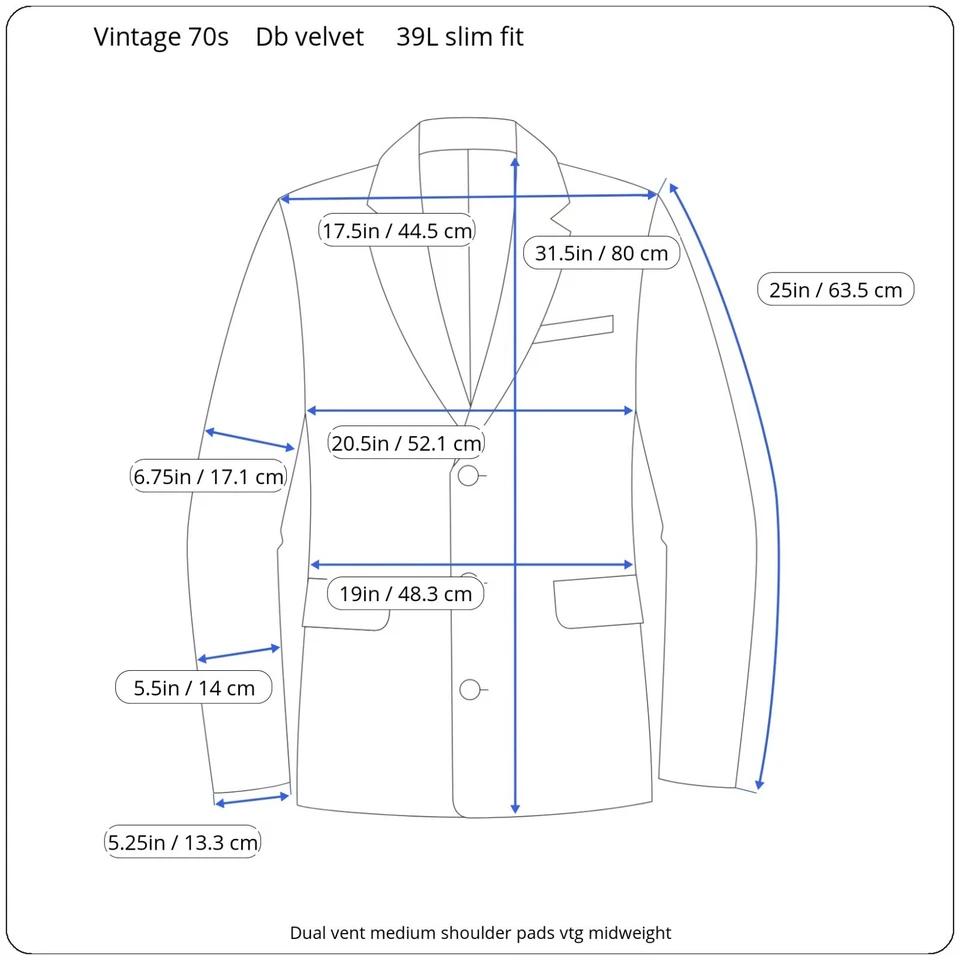 Nueva Chaqueta de Cena de Terciopelo De Colección 39L Delgada Doble Pecho Pico Solapa Años 70 38L Foto 2 de 4