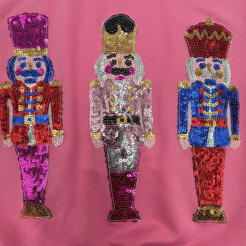 全新 Truly Me by Sara Sara 圆领运动衫 儿童 5 码 粉色亮片胡桃夹子 — 第 3/4 张图片