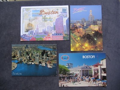 4 POSTKARTEN VON BOSTON, MASS. Quincy Market, Faneuil Hall Marktplatz, Uferpromenade