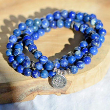 108 Lapis Lazuli Mala Beads - Stone of Inner Truth, Meditation  Clarity Bracele