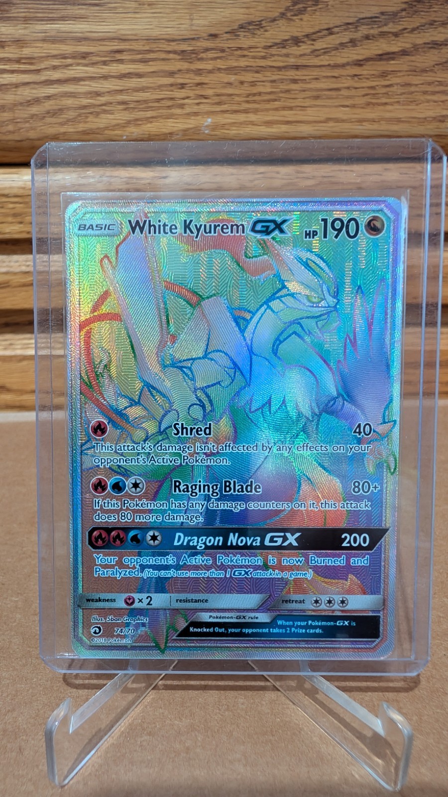 Pokémon TCG: White Kyurem GX (Secret) 74/70 Dragon Majesty Holo - NM