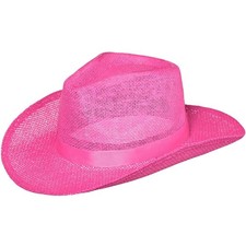 Pink Straw Cowboy Hat Adult Size fits Most Western Party Supplies Decorations