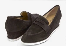 Vaneli Devera Flats Womens 10 Brown Suede Slip On Wedge Heel Shoes Preppy Chic