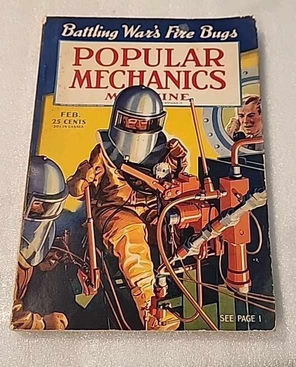 February 1942 Popular Mechanics Magazine Battling War's Fire Bugs Vol. 77 No. 2
