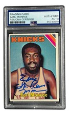 Earl The Pearl Monroe Signed 1975/76 Topps #73 Knicks Trading Card PSA/DNA