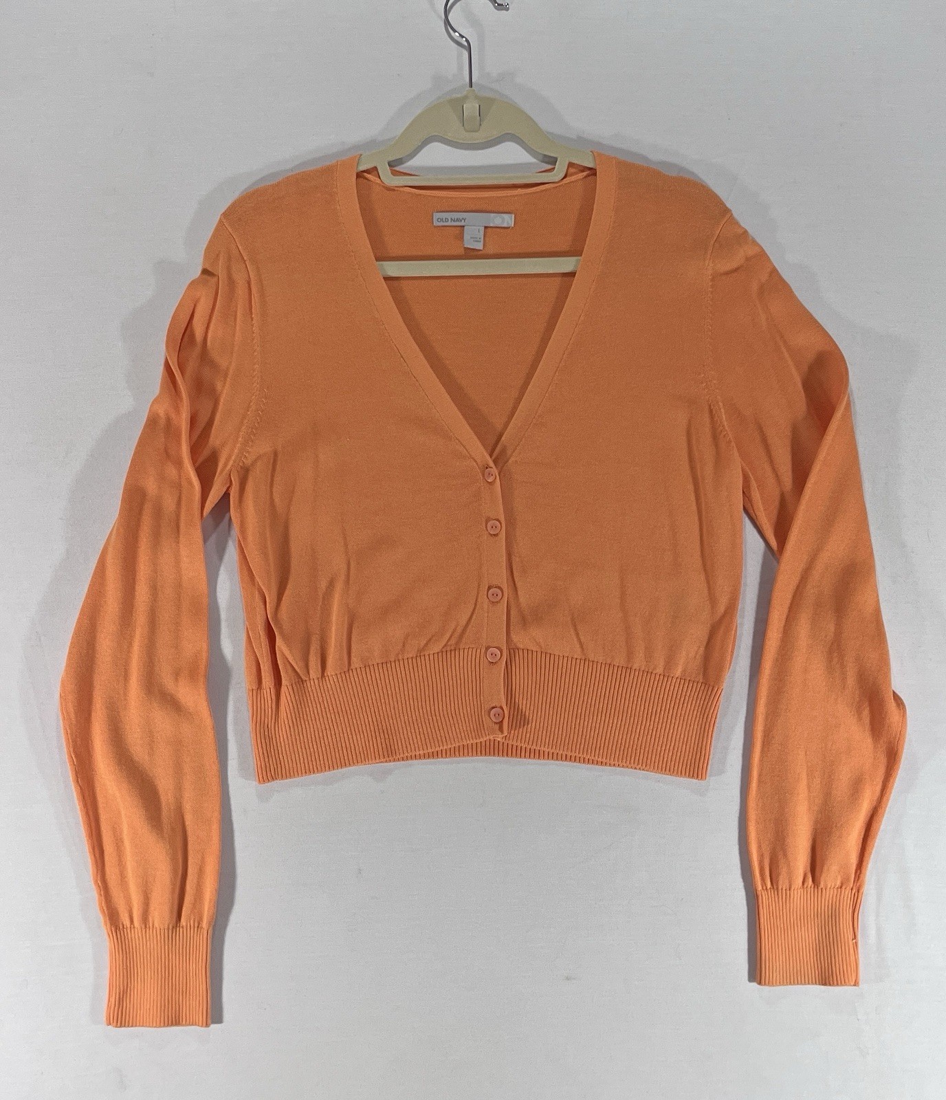 Old Navy Women’s Button Front Cropped Cardigan Sweater Size L Orange